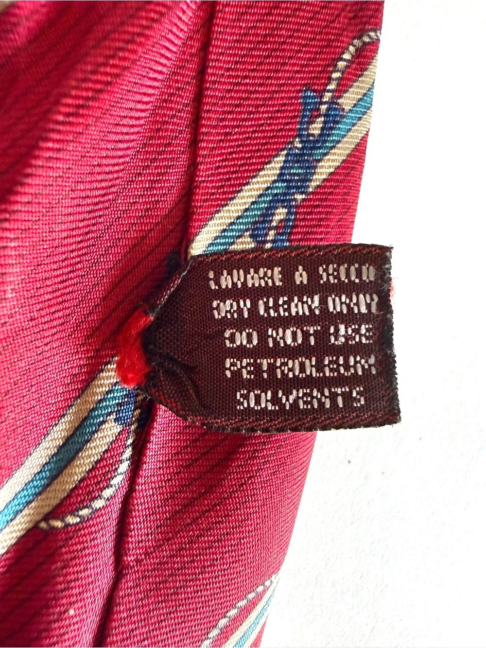 GUCCI Vintage Silk Tie Red Diagonal Stripe Nautical Rope Interlocking GG 80s